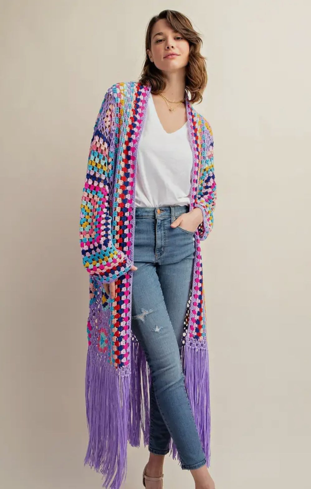 Crochet Fringe Duster Cardigan MIRABELLA BOUTIQUE