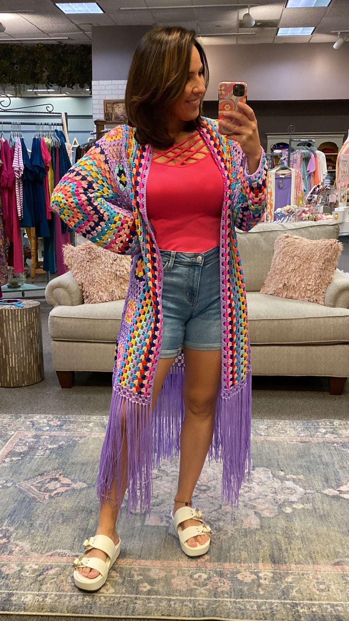 Crochet Fringe Duster Cardigan MIRABELLA BOUTIQUE
